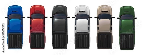 Obraz car top view most common pickup for parking or architecture presentation , vector illustration