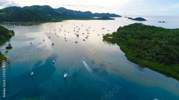 Fototapeta Aerial view to Caribbean in Panama close to Portobelo