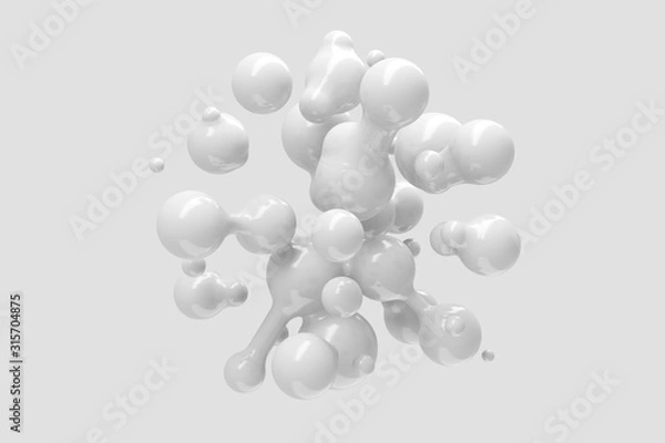 Fototapeta Abstract three-dimensional background of many flying droplets of viscous liquid. 3D illustration, 3D render. Stock illustration
