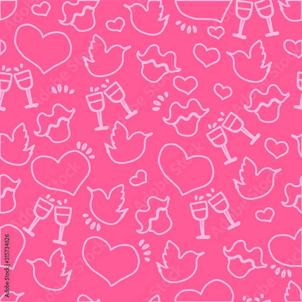 Obraz Valentine's day lineart pattern