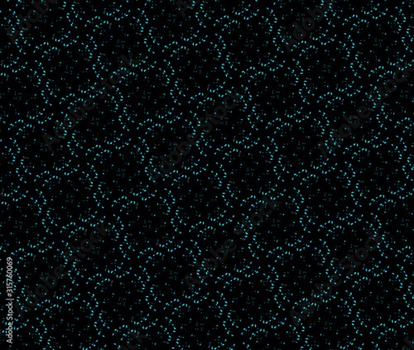 Fototapeta Turquoise, blue, marine rhombus shape dot pattern. Abstract seamless ornamental background. Optical illusion. Knitted woven texture. Geometric ethnic simple wallpaper. Repetitive ornament for textile
