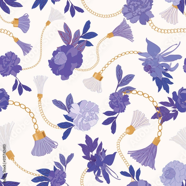Fototapeta Violet Botanical Accessory Seamless Vector Background