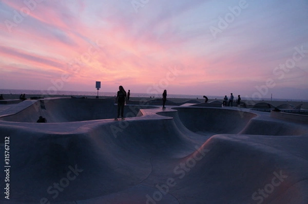 Fototapeta Skatepark Pink Sunset