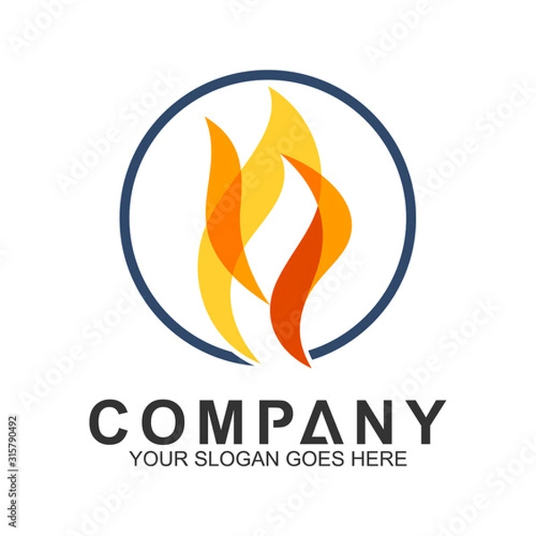 Fototapeta fire logo design in circle shape, abstract fire vector