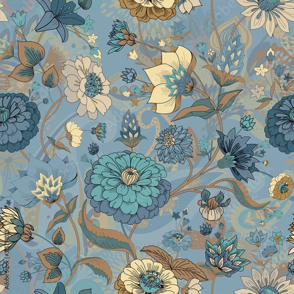 Fototapeta Floral seamless original pattern in vintage paisley style