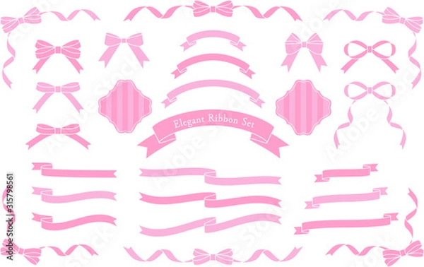 Obraz リボン　ピンク　セット