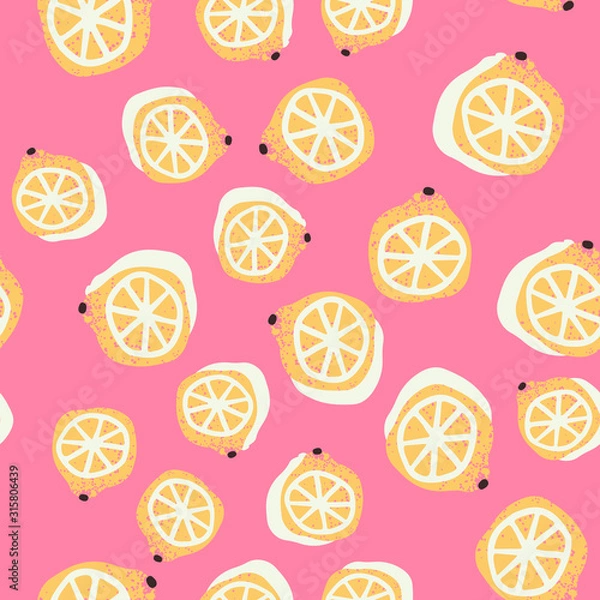 Fototapeta Hand-drawn lemons seamless pattern in vector