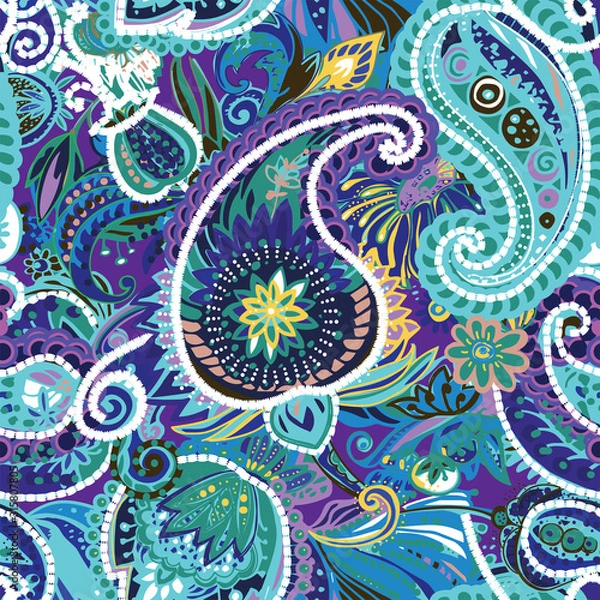 Fototapeta Original traditional oriental vintage paisley pattern in a modern version.