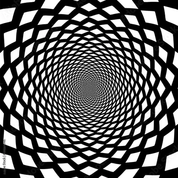 Obraz Vector - Radiating geometric background.Black and white square pattern.