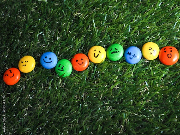 Fototapeta  Various type of face with expression of happy, sad, angry, positive, negative and anxiety.