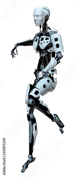 Fototapeta 3D Rendering Male Robot on White