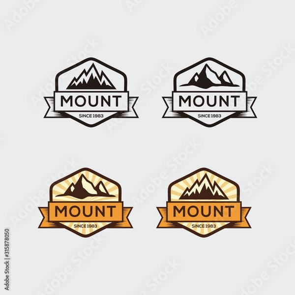 Obraz Set of vintage mountain logo vector, icon, symbol, illustration design template