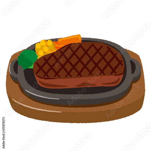 Obraz 鉄板ステーキのイラスト