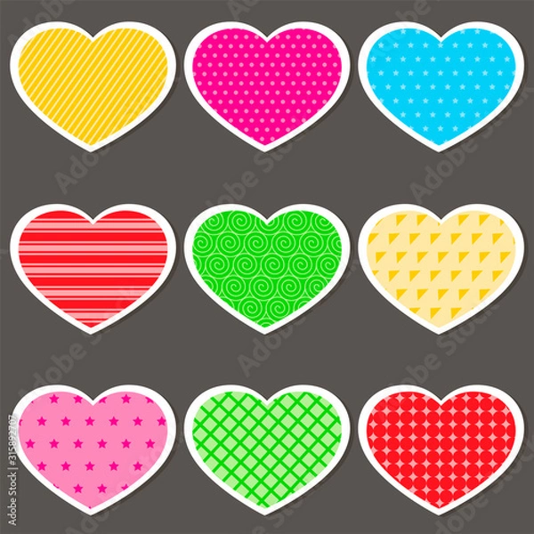 Fototapeta Vector hearts on a dark background. Perfect for greeting cards, wallpapers, gift paper, cobweb, textile, background
