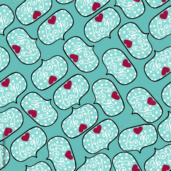Fototapeta Vector seamless pattern. Message wrapper with hearts. Ideal for paper and gift products. Design greeting cards and wedding invitations, birthday, Valentine's Day, Mother's Day, holiday.