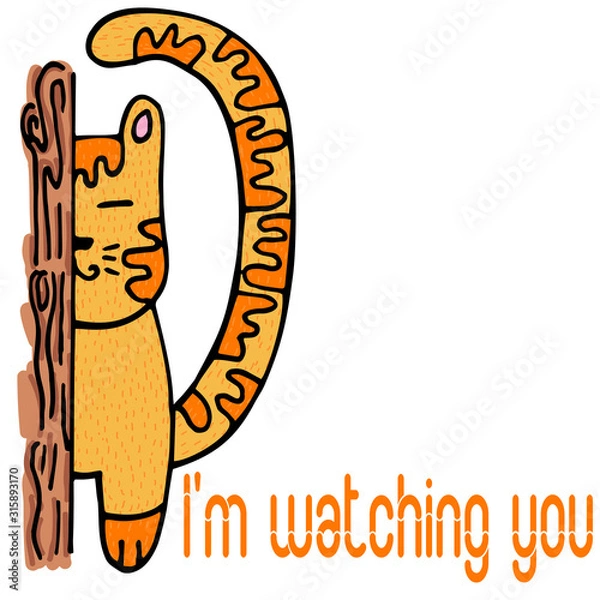 Fototapeta Vector illustration for Valentine's Day. Lovely cats in love. Ideal for gift and paper products.