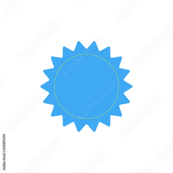 Obraz Blue flat vector badge,sticker illustration isolated on a white background.Vector starburst, sunburst badge.