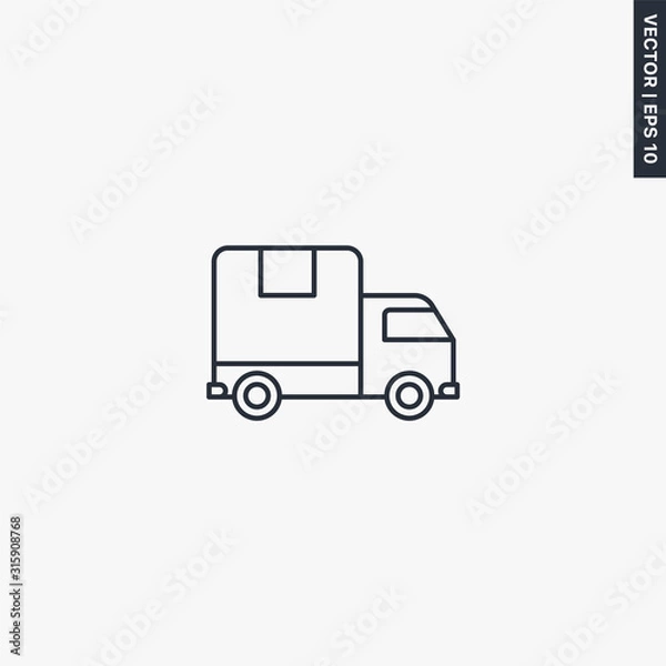 Fototapeta Delivery, truck auto icon, linear style sign for mobile concept and web design