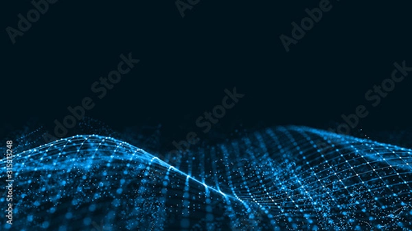 Fototapeta Abstract 3d rendering futuristic dots and lines. computer geometric digital connection structure. Visual information complexity. Intricate data threads plot. Intelligence artificial