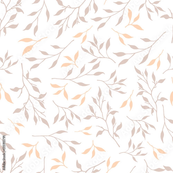 Fototapeta Seamless pattern of bright flowers and leaves on a white background.