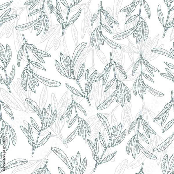 Fototapeta Jednolity wzór jasnych kwiatów i liści na białym tle.