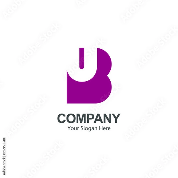 Obraz logo latter BU. design combination of 2 letters into one unique and simple logo. modern template. with purple textiles. for the company's brand and graphic design. illustration vector