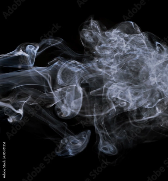 Fototapeta Smoke isolated on black background and texture, clipping path