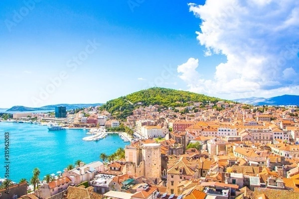 Obraz Split, Croatia. View on Split town and Marjan hill, warm summer sunny day.