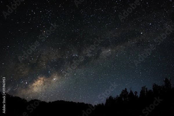 Obraz A beautiful milkyway on Cikasur. Mount Argapura is an inactive volcano complex in East Java, Indonesia. Mount Argapura has the longest climbing track in Java, the distance is around 63km total.