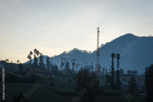 Obraz Beautiful view in the village at the foot of Mount Bromo. Mount Bromo is an active volcano and one of the most visited tourist attractions in East Java, Indonesia.