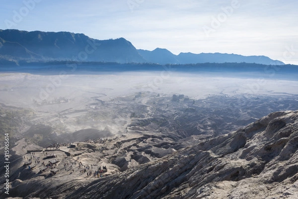 Obraz Beatiful scene from crater of Bromo. Mount Bromo is an active volcano and one of the most visited tourist attractions in East Java, Indonesia.