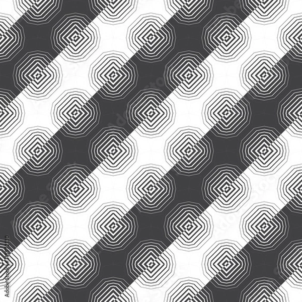 Fototapeta Abstract seamless geometric pattern. Optical illusion of image volume. Smooth transition of one figure to another.