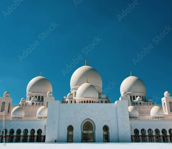 Fototapeta Abu Dhabi, UAE - November 2019: Sheikh Zayed Grand Mosque in Abu Dhabi, the largest mosque in the country. Open for tourists.