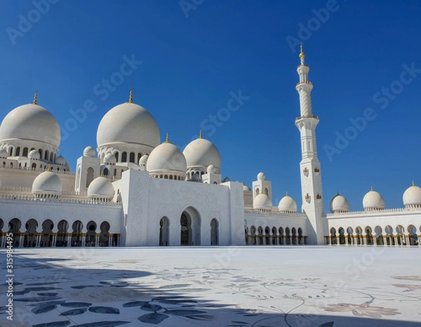Fototapeta Abu Dabi, UAE - November 2019: Sheikh Zayed Grand Mosque in Abu Dhabi, the largest mosque in the country. Open for tourists.