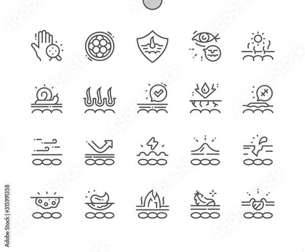 Fototapeta Skin Well-crafted Pixel Perfect Vector Thin Line Icons 30 2x Grid for Web Graphics and Apps. Simple Minimal Pictogram