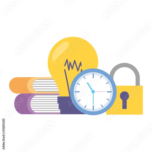 Fototapeta clock bulb books security