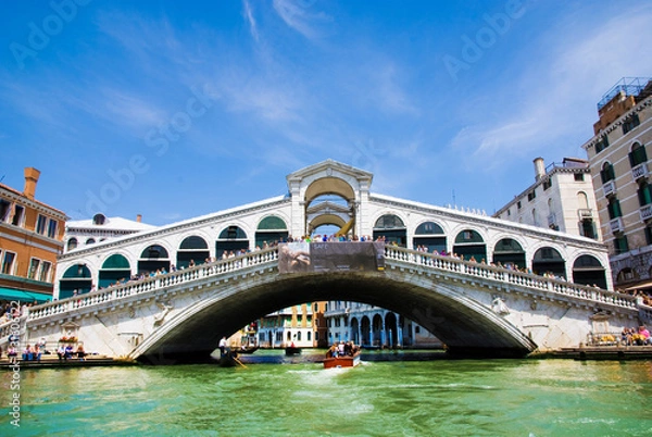 Fototapeta Venice Grand canal with gondolas and Rialto Bridge, Italy