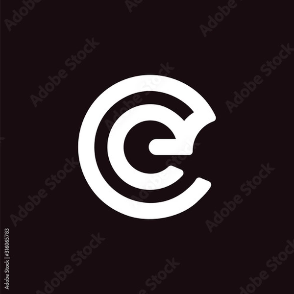 Fototapeta Initial letter ec or ce logo template with circle bold line art symbol in flat design monogram illustration