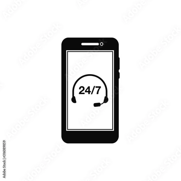 Obraz 24/7 Online Customer Support, Help Icon. Flat style vector EPS.