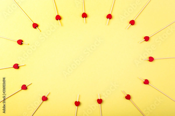 Fototapeta Background with wooden red hearts