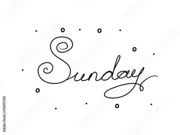 Obraz Sunday handwritten text inscription. Modern hand drawing calligraphy. Word vector illustration black
