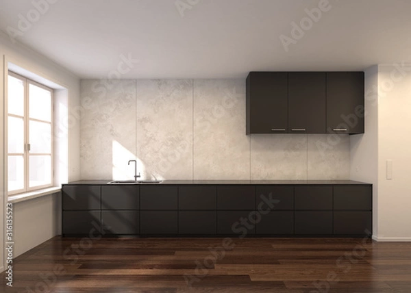 Obraz Modern kitchen interior. Design and lifestyle concept. 3D Rendering