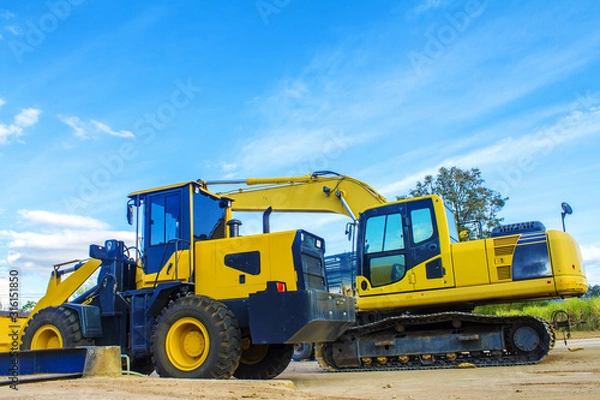 Obraz excavator on construction site