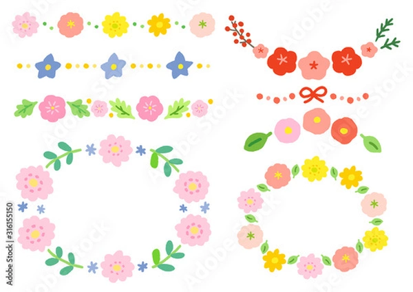 Obraz 春　花のフレーム　飾り罫　バナー　飾り