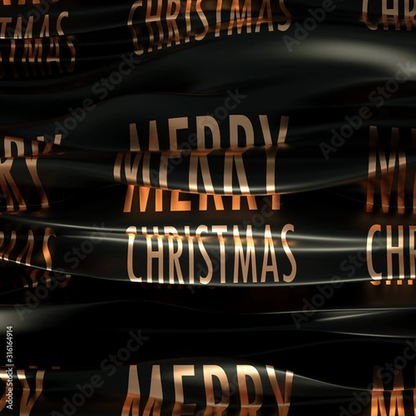 Fototapeta Beautiful black luxury flag with a golden congratulation. 3d illustration, 3d rendering.