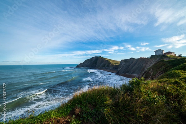 Fototapeta The coast of Zumaia on a clear day