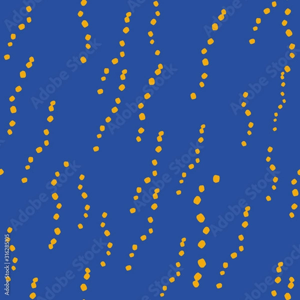 Obraz Vector seamless pattern ginko wax with yellow dots and blue background
