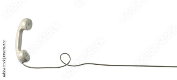 Obraz A grey vintage dial telephone handset with white background. 