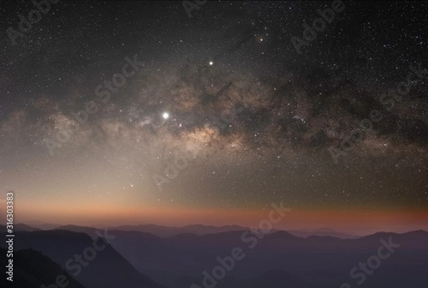 Fototapeta Observers at night have stars, milky way and galaxies filled the dark sky.