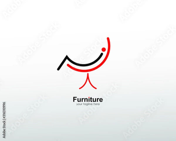 Obraz abstract furniture logo with art lines. modern templates. for company and graphic design. logo icon of chair, lamp, table, wardrobe.